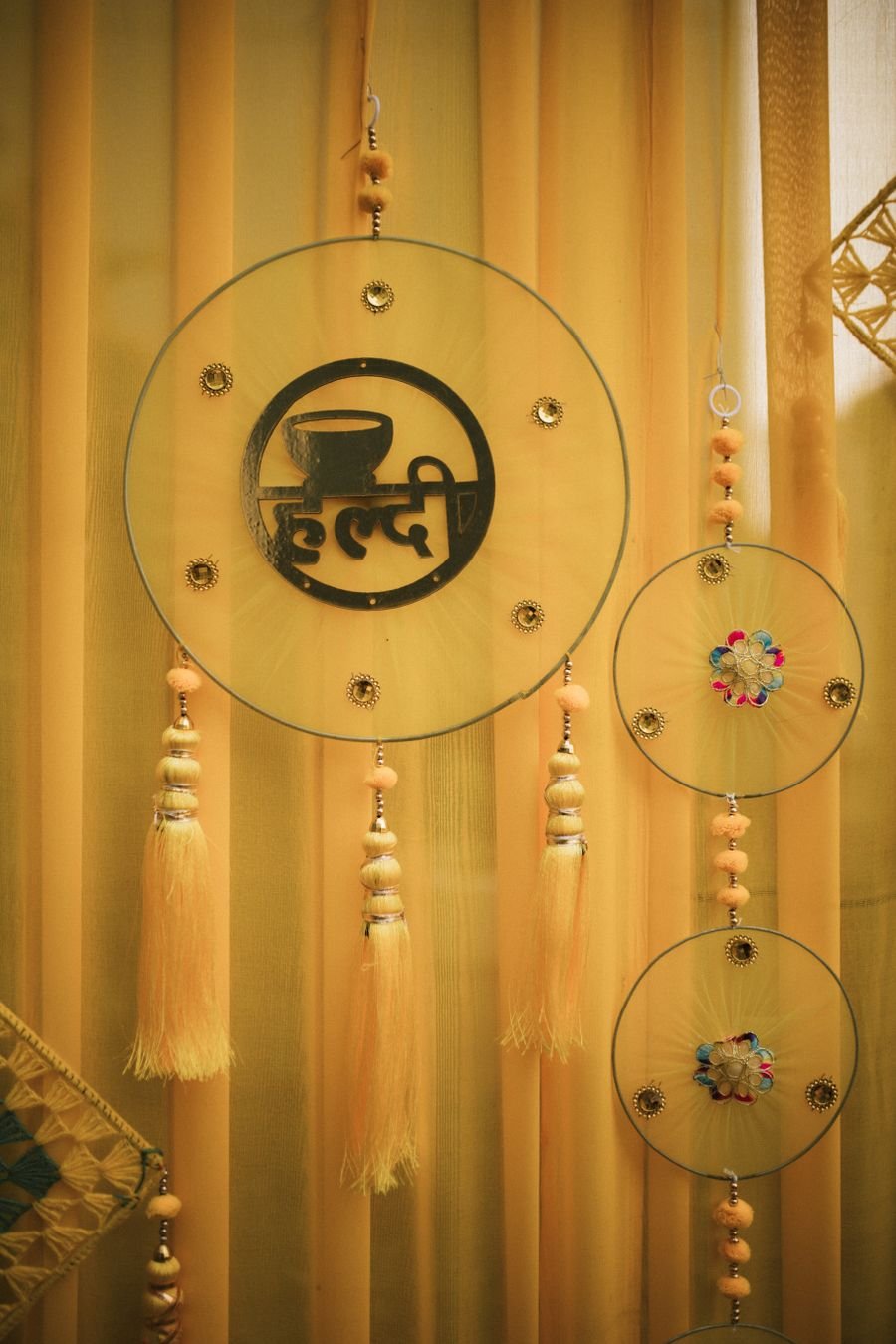 Handcrafted haldi ceremony hangings with tassels